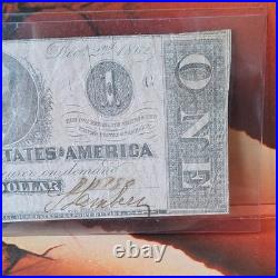 1862 Confederate $1 Note Richmond VA Dec 2 T-55 Style Civil War Currency Signed
