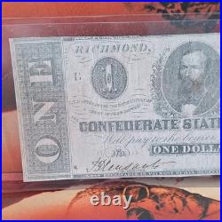 1862 Confederate $1 Note Richmond VA Dec 2 T-55 Style Civil War Currency Signed 1862 Confederate $1 Note Richmond VA Dec 2 T-55 Style Civil War Currency Signed