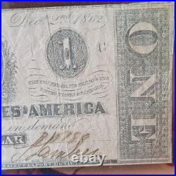 1862 Confederate $1 Note Richmond VA Dec 2 T-55 Style Civil War Currency Signed 1862 Confederate $1 Note Richmond VA Dec 2 T-55 Style Civil War Currency Signed