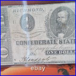 1862 Confederate $1 Note Richmond VA Dec 2 T-55 Style Civil War Currency Signed 1862 Confederate $1 Note Richmond VA Dec 2 T-55 Style Civil War Currency Signed