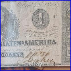 1862 Confederate $1 Note Richmond VA Dec 2 T-55 Style Civil War Currency Signed