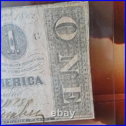 1862 Confederate $1 Note Richmond VA Dec 2 T-55 Style Civil War Currency Signed