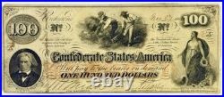 1862 Confederate States $100 T-41 Note Personal Inscription Civil War Note
