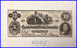 1862 Confederate States of America $10 Dollars Civil War Note T 46