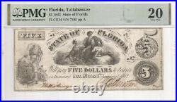 1862 FLORIDA Tallahassee $5 Confederate State Banknote FLCR14 Civil War PMG VF20