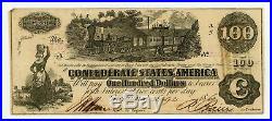 1862 T-39 $100 Confederate States of America Note CIVIL WAR Era with TRAIN