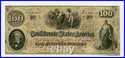 1862 T-41 $100 Confederate States of America Note CIVIL WAR Era