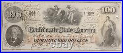 1862 T-41 $100 One Hundred Dollar Confederate Currency CIVIL WAR Bill CSA Note