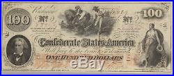 1862 T-41 $100 One Hundred Dollar Confederate Currency CIVIL WAR Bill CSA Note