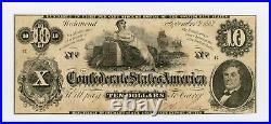 1862 T-46 $10 The Confederate States of America Note CIVIL WAR Era