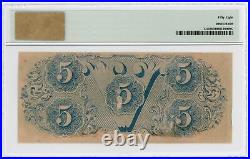 1862 T-53 $5 The Confederate States of America Note CIVIL WAR Era PMG Ch. AU 58