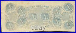 1863 $10 Dollar Bill Confederate States Currency CIVIL War Note Paper Money T-59