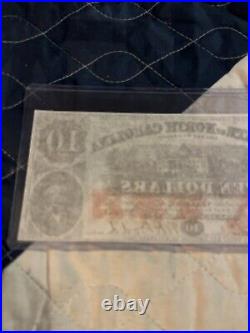 1863 $10 State of North Carolina Civil War Confederate State Banknote UNC Cr 122