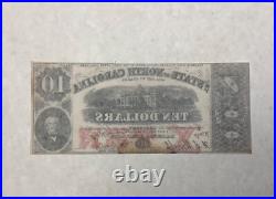 1863 $10 State of North Carolina Confederate Civil War Banknote Cr 122