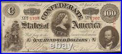 1863 $100 Dollar Confederate States Currency CIVIL War Note Paper Money T-56 Au