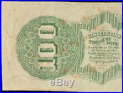 1863 $100 Dollar Confederate States Currency CIVIL War Note Paper Money T-56 Vf