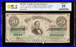 1863 $50 Bill Confederate States Currency CIVIL War Note Money T57 Pcgs 55