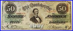 1863 $50 Confederate States of America CSA Paper Currency Civil War T-57 AU/UNC