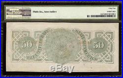 1863 $50 Dollar Bill Confederate States Currency CIVIL War Note Money T57 Pmg 55