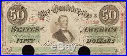 1863 $50 Dollar Bill Confederate States Currency Csa CIVIL War Note Money T-57