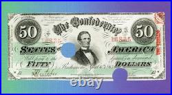 1863 $50 The Confederate States of America T-57 BANK Note CIVIL WAR Era RARE