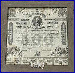 1863 $500 Confederate States of America Civil War Bond