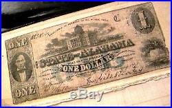 1863 Alabama CONFEDERATE Civil War CURRENCY Dollar MONEY Paper Note CSA Bill