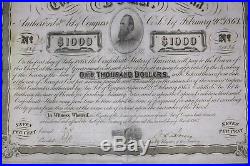 1863 Civil War Confederate $1000 Bond CR-122 Stonewall Jackson Pink Paper