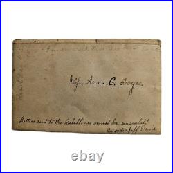 1863 Civil War Confederate Censored Letter to VT Woman Anna Royce, Original Poem