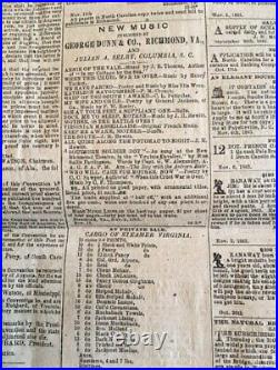 1863 Confederate Civil War Era Newspaper Wilmington North Carolina, Auctions, NC