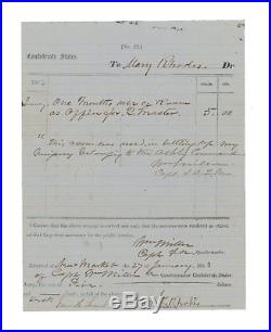 1863 Confederate Civil War Voucher Capt. Wm. Miller, 7th VA Cav Ashby's Cmd