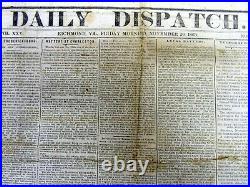 1863 Confederate Civil War newspaper day after Pres LINCOLN's GETTYSBURG ADDRESS