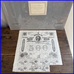 1863 Confederate States $500 Bond Civil War with Coupons COA CSA