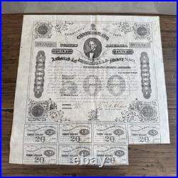 1863 Confederate States $500 Bond Civil War with Coupons COA CSA