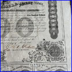 1863 Confederate States $500 Bond Civil War with Coupons COA CSA 1863 Confederate States $500 Bond Civil War with Coupons COA CSA