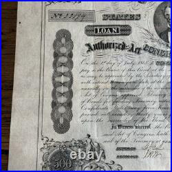 1863 Confederate States $500 Bond Civil War with Coupons COA CSA