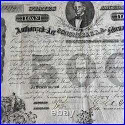 1863 Confederate States $500 Bond Civil War with Coupons COA CSA