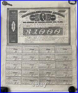 1863 Confederate States Of America $1000 Civil War Bond C. S. Cotton Loan SC