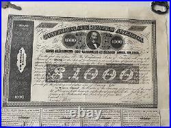 1863 Confederate States Of America $1000 Civil War Bond C. S. Cotton Loan SC