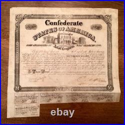 1863 Confederate States of America $1000 Civil War Bond Ball 266