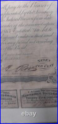 -1863 Confederate States of America $1000 Civil War Bond Stonewall Jackson