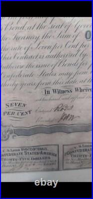 -1863 Confederate States of America $1000 Civil War Bond Stonewall Jackson