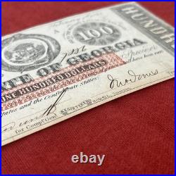 1863 Georgia $100 Confederate Currency Note Milledgeville Civil War Original