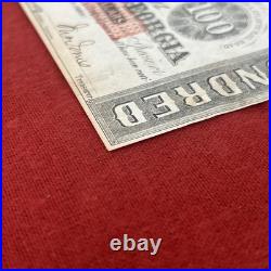 1863 Georgia $100 Confederate Currency Note Milledgeville Civil War Original
