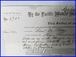 1863 Insurance Policy Whaling Ship Mary Ann Against Attack Civil War Confederate