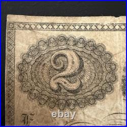 1863 North Carolina $2 Confederate Note Raleigh Civil War Era Hole