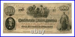 1863 T-41 $100 Confederate States of America Note CIVIL WAR Era