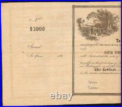 1864 $1,000 Confederate States Non Taxable Certificate CIVIL War Paper Sheet
