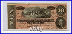 1864 $10 CIVIL War Confederate States America Note Richmond Uncirculated