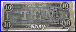 1864 $10 CSA Confederate States America Richmond Civil War Note